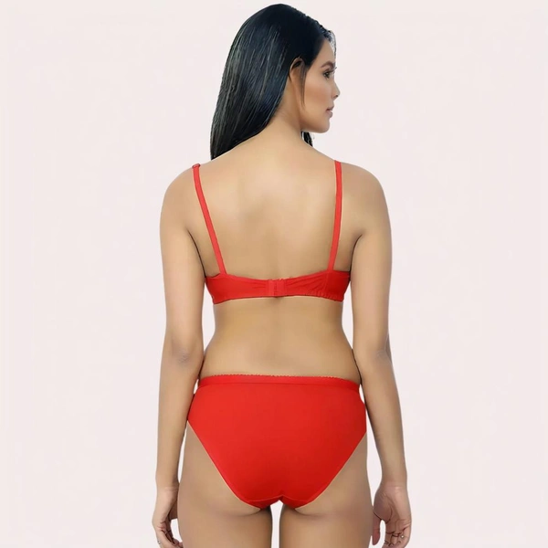 InnerFeel FD Organic Cotton Bra Set – Red | Soft, Skin-Friendly & All-Day Comfort - 30 A