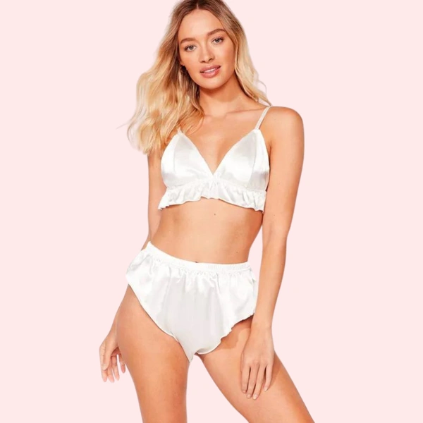 InnerFeel Fleur de Soie Pure Silk Satin Bra Set - L