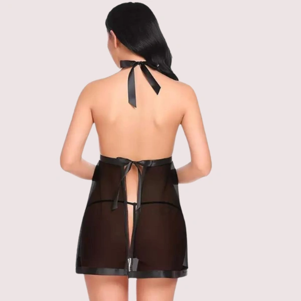 InnerFeel Flirty Sheer and Lace Chemise in Black