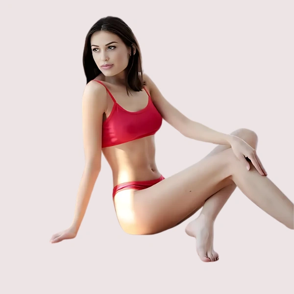 InnerFeel "Full" Coverage Smooth Red Cotton Bra Panty Set - Red Wine, 32B