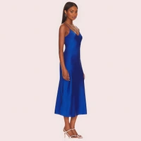 InnerFeel Glamorous Blue Satin Slip Midi Dress - 2XL, Royal Blue