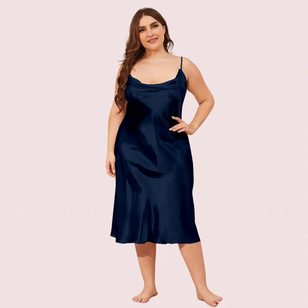 InnerFeel Glamour Satin Cowl Dress – Plus Size