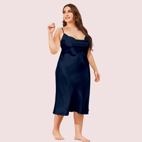 InnerFeel Glamour Satin Cowl Dress – Plus Size