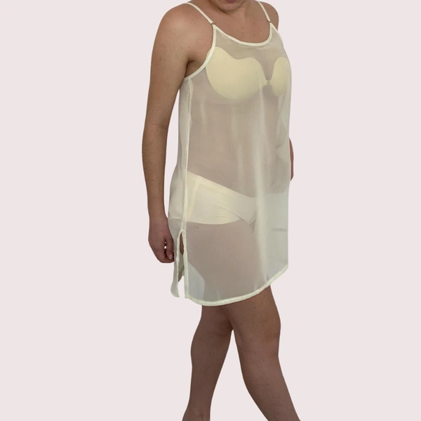 InnerFeel High Street Fully See-Through Mesh Babydoll Nightwear - L, White