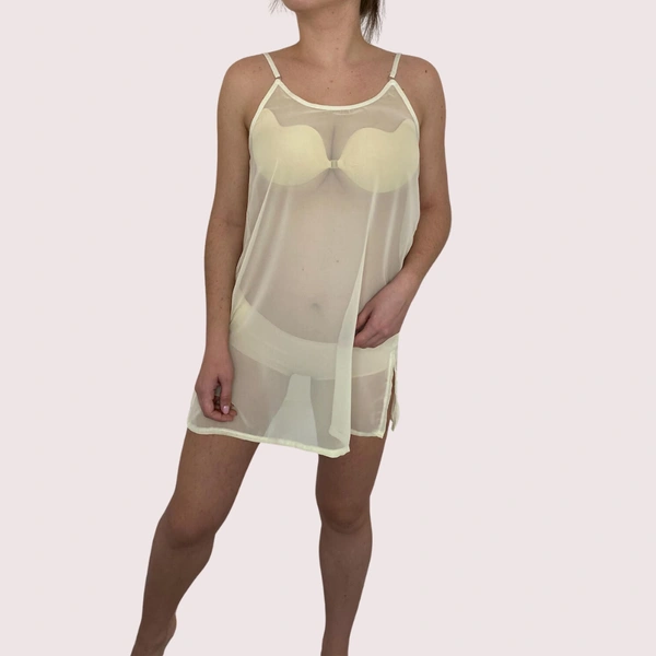InnerFeel High Street Fully See-Through Mesh Babydoll Nightwear - L, White