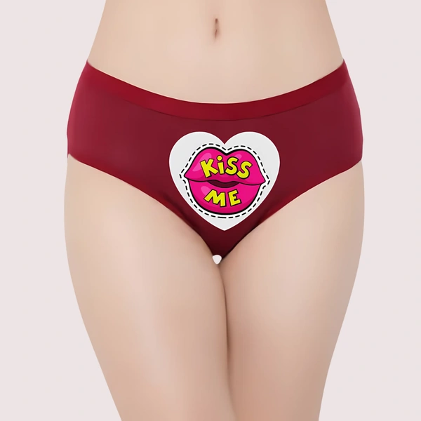 InnerFeel Kiss Me" Printed Panty For Her - L, Assorted