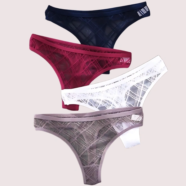 InnerFeel Ladies Low Waist Mesh Hollow Lace Panties - M, Assorted