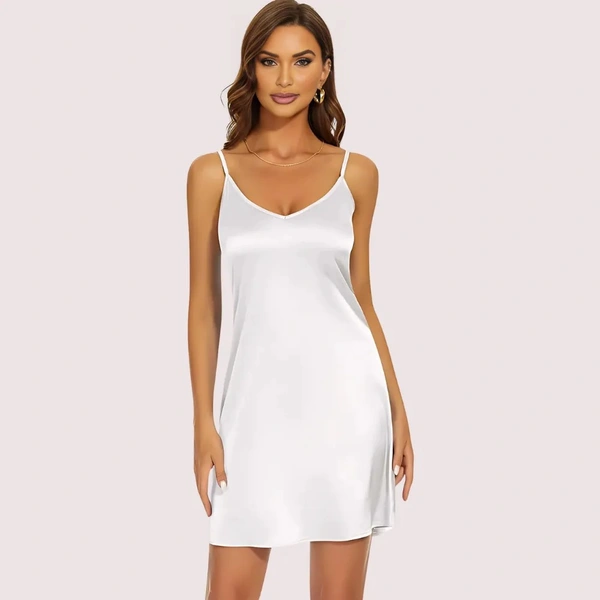 InnerFeel Luxe Silken Adjustable Slip Dress - L, Shiny white