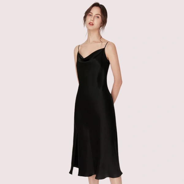 InnerFeel Luxurious Women's Silk Satin Sleepwear Nightdress - M, White