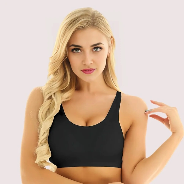 InnerFeel Luxury Padded Seamless Laser Cut Sports Bra - 34 B, Dark Black