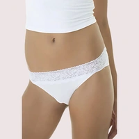 InnerFeel M&S Top Lace Waistband Cotton Thong Panty - M, Assorted
