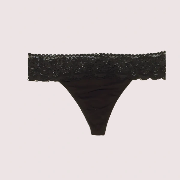 InnerFeel No Secret Low Rise "V" Shape Lace Thong Panty - 4XL, Black
