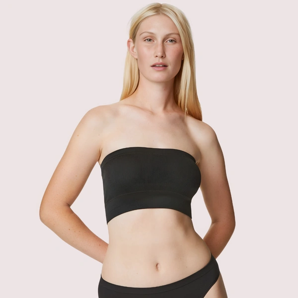 InnerFeel Non-Wired Seamless Tube Bra Panty Set for Daily Wear - Dark Black, 32B