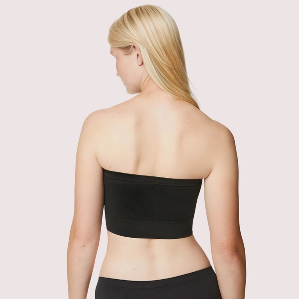 InnerFeel Non-Wired Seamless Tube Bra Panty Set for Daily Wear - Dark Black, 32B