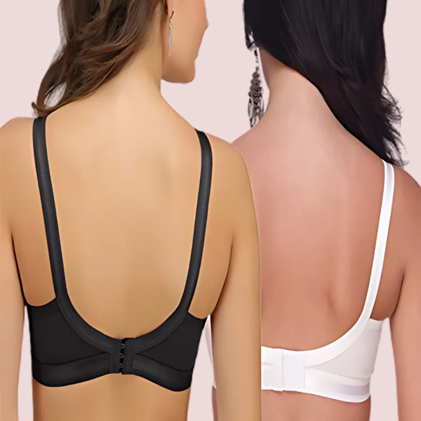 InnerFeel Plus Size- Pack Of 2 Black & White Cotton Front Bras - Assorted, 38