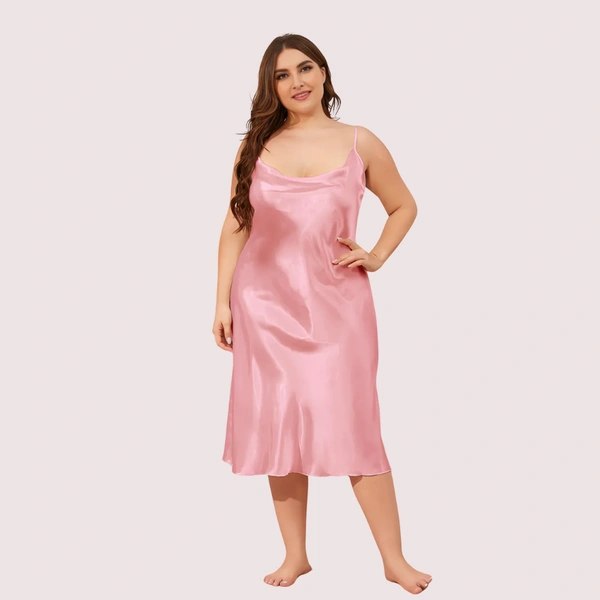 InnerFeel Plus Size Solid Satin Slip Dress (4XLā5XL)