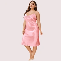 InnerFeel Plus Size Solid Satin Slip Dress (4XLā5XL)