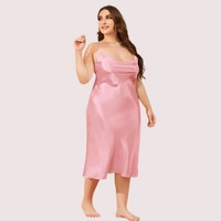 InnerFeel Plus Size Solid Satin Slip Dress (4XLā5XL)