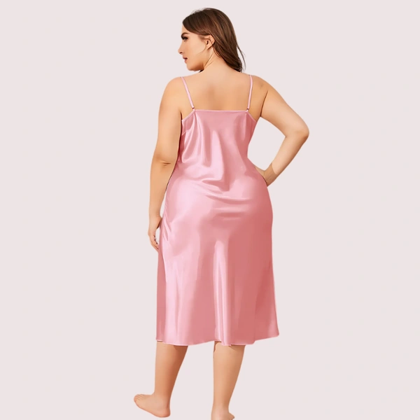 InnerFeel Plus Size Solid Satin Slip Dress (4XLā5XL)
