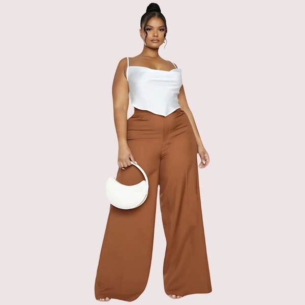 InnerFeel Plus Size White Satin Cropped Cowl Neck Cami Top - 4XL, Off White