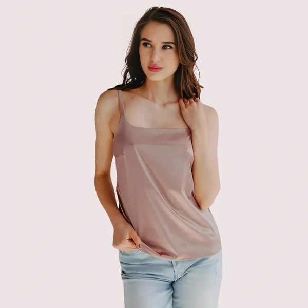 InnerFeel Premium Silk Camisole for a Glamorous Look - M, Light Peach