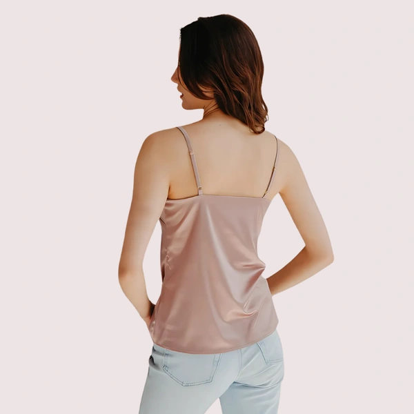 InnerFeel Premium Silk Camisole for a Glamorous Look - M, Light Peach