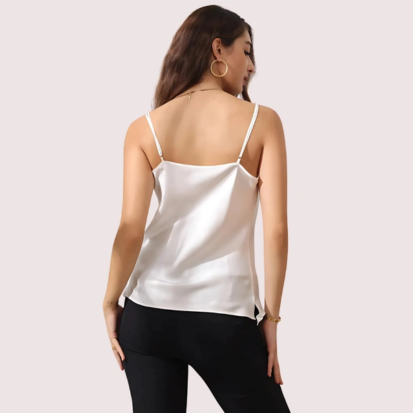 InnerFeel Premium Silk Cowl Neck Camisole for Layering - L, Off White