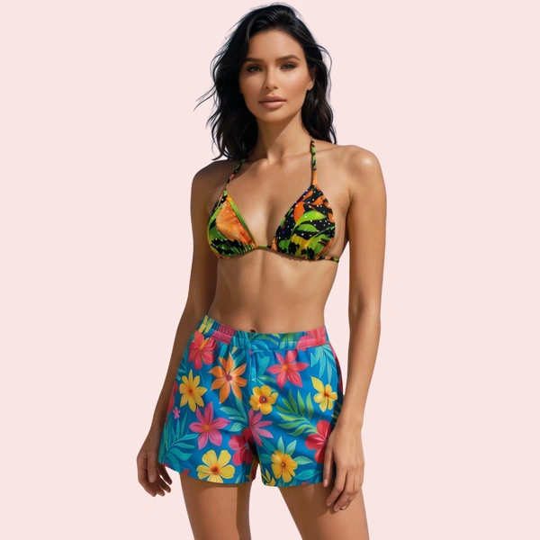 InnerFeel Rainforest Floral Print Triangle Bikini Topa (Top Only)