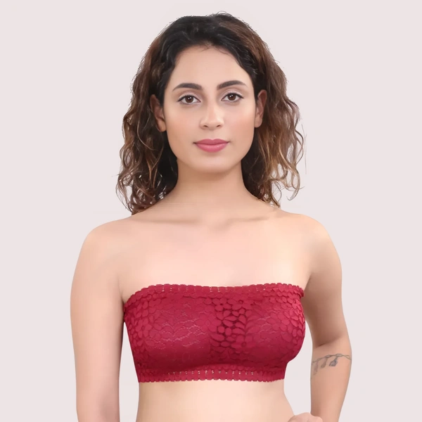 InnerFeel RelaxedFit Stretchable Wirefree Bralette for Effortless Style - Red Wine, 32