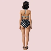 InnerFeel Retro Halter Neck & Bow-Front Sweetheart Bikini Topa in Mint (Top Only) - M