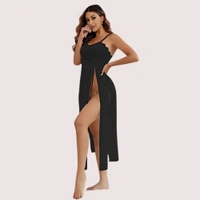 InnerFeel Romantic Black Babydoll Nightwear - L, Dark Black