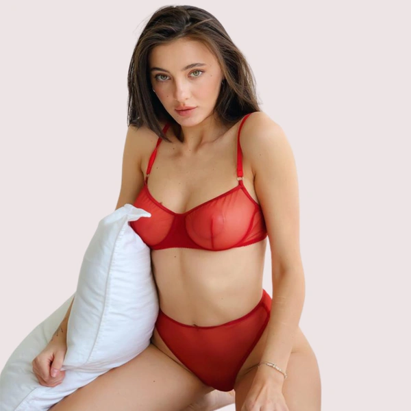 InnerFeel Scarlet Temptation See-Through Lingerie Set - 30 B