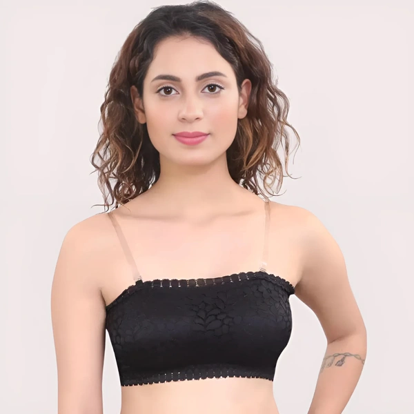 InnerFeel Seamless and Wirefree Tube Bra with Supreme Stretch - Dark Black, 32B