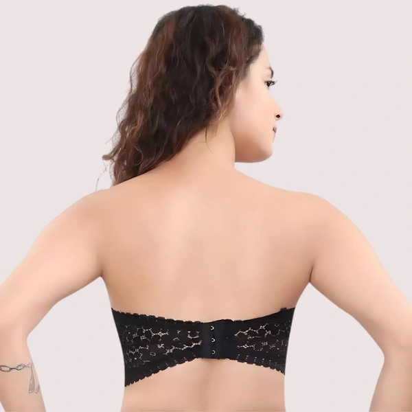 InnerFeel Seamless and Wirefree Tube Bra with Supreme Stretch - Dark Black, 32B