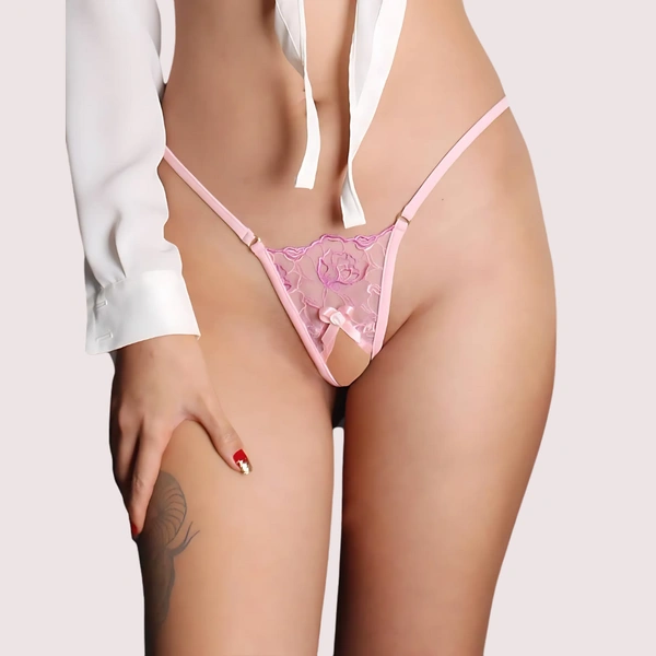 InnerFeel See through open crotch lace g string thong - L, Assorted