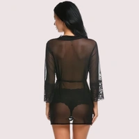 InnerFeel Sensual See-Through Robe in Black - L, Dark Black