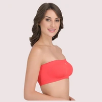 InnerFeel Sexy Coral Red Tube Bandeau Bra Top for Her - Coral Red, 30B