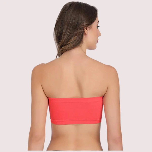 InnerFeel Sexy Coral Red Tube Bandeau Bra Top for Her - Coral Red, 30B