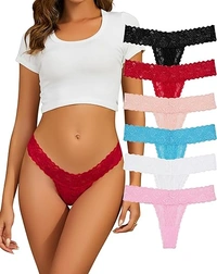 InnerFeel Sexy Lace Thongs for Women - Pack of 4 - L, Assorted