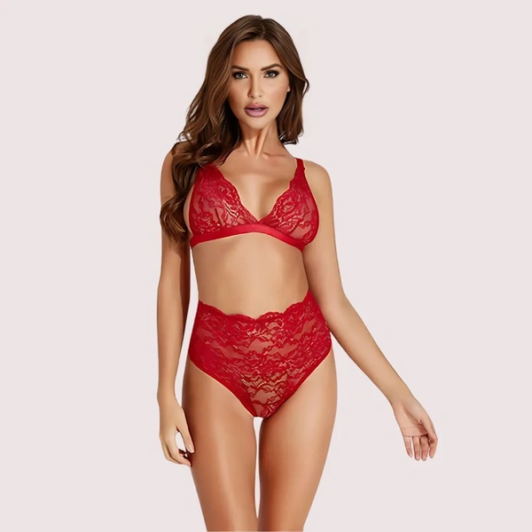 InnerFeel Sexy” stretch lace sexy bra set - Red