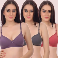 InnerFeel Soft & Cozy Cotton Bra-Pk Of 3 - Assorted, 30