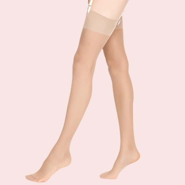 InnerFeel Soft Nude Sheer Thigh-High Stockings – Pack of 2 (Premium Comfort Fit)
