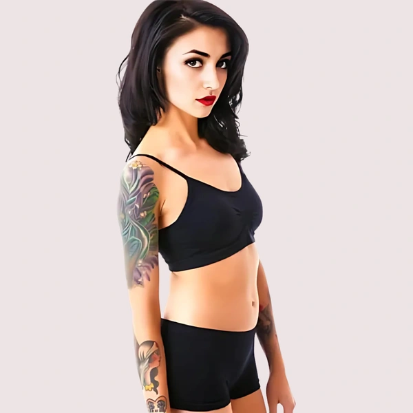 InnerFeel Sporty Spaghetti Strap Sports Bra Matching Boyshort - M, Black