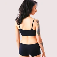 InnerFeel Sporty Spaghetti Strap Sports Bra Matching Boyshort - M, Black