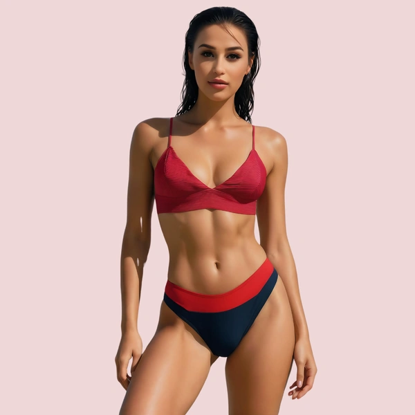 InnerFeel Sporty V-Neck Bralette Bikini Topa with Thin Straps (Top Only) - M
