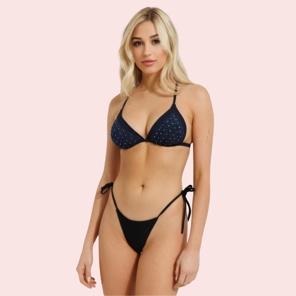 InnerFeel Starlight Embellished Halter Triangle Bikini Topa (Top Only) - M