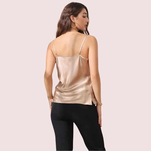 InnerFeel Stylish Cowl Neck Silk Camisole Tank Top - 2XL, Brownish Nude