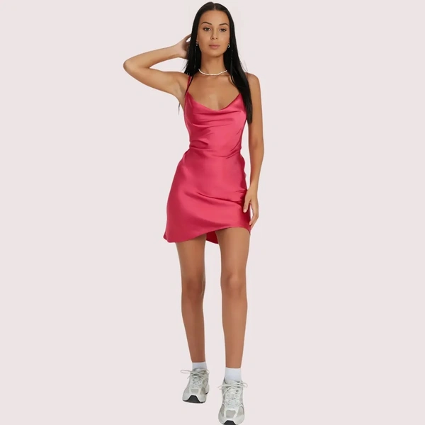 InnerFeel Twilight Elegance Satin Party Dress - XL, Dark Pink