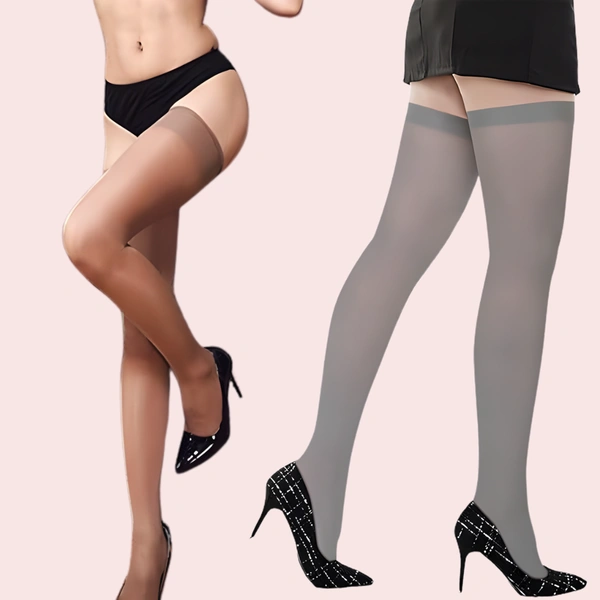 InnerFeel Ultra-Sheer Fashion Stockings – Pack of 2 (Nude & Grey Shades)