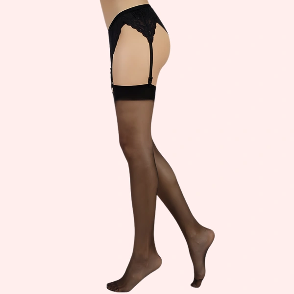 InnerFeel Ultra-Sheer Thigh-High Stockings Pack of 2 – Nude & Black, Silky Finish